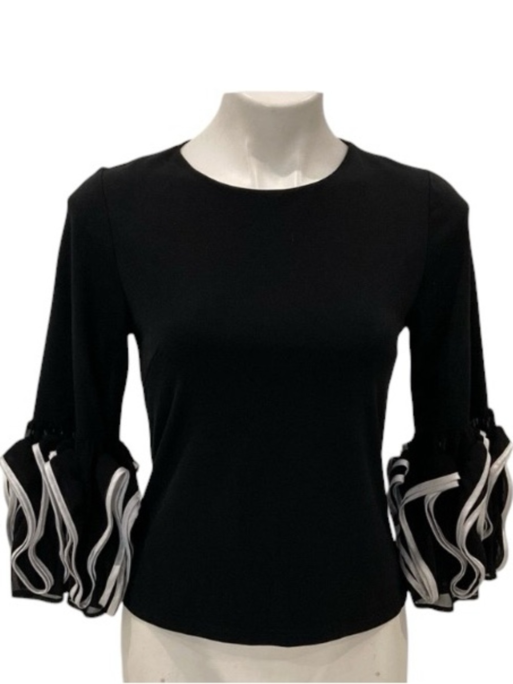Gracia crew neck Statement Ruffle Bell Sleeves Dopamine Maximalist Blouse
